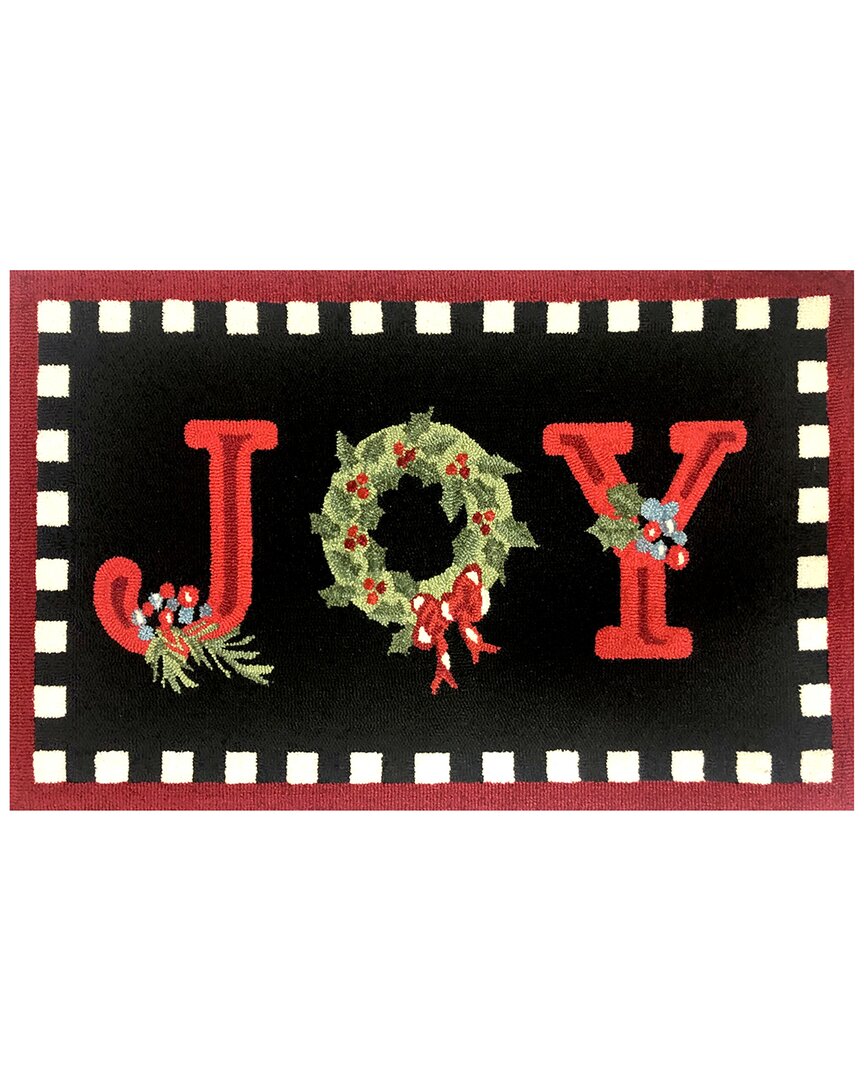 The Rug Market Joy Check Border 24x36in Doormat In Black