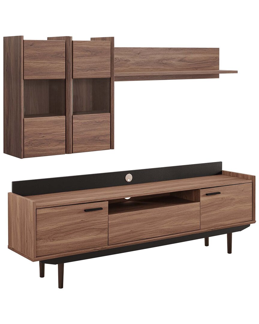 Modway Visionary 2 Piece Entertainment Center In Brown