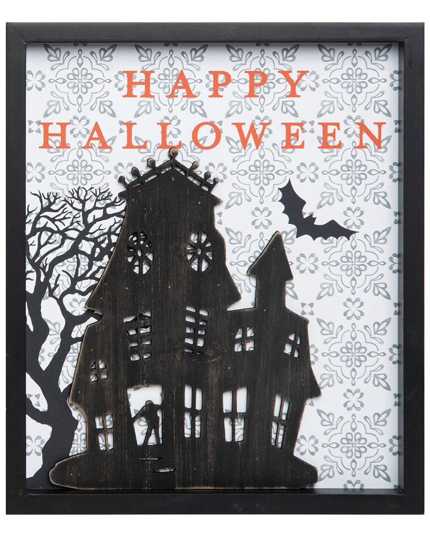 Transpac Wood 14.13in Multicolored Halloween Ornate Block Decor In Black