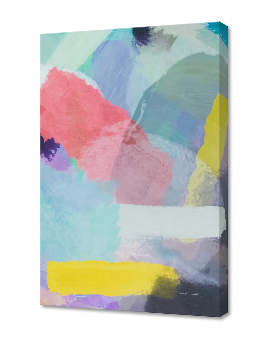 Curioos Brush Painting Texture Abstract In Blue Pink Yellow Green Wall Art