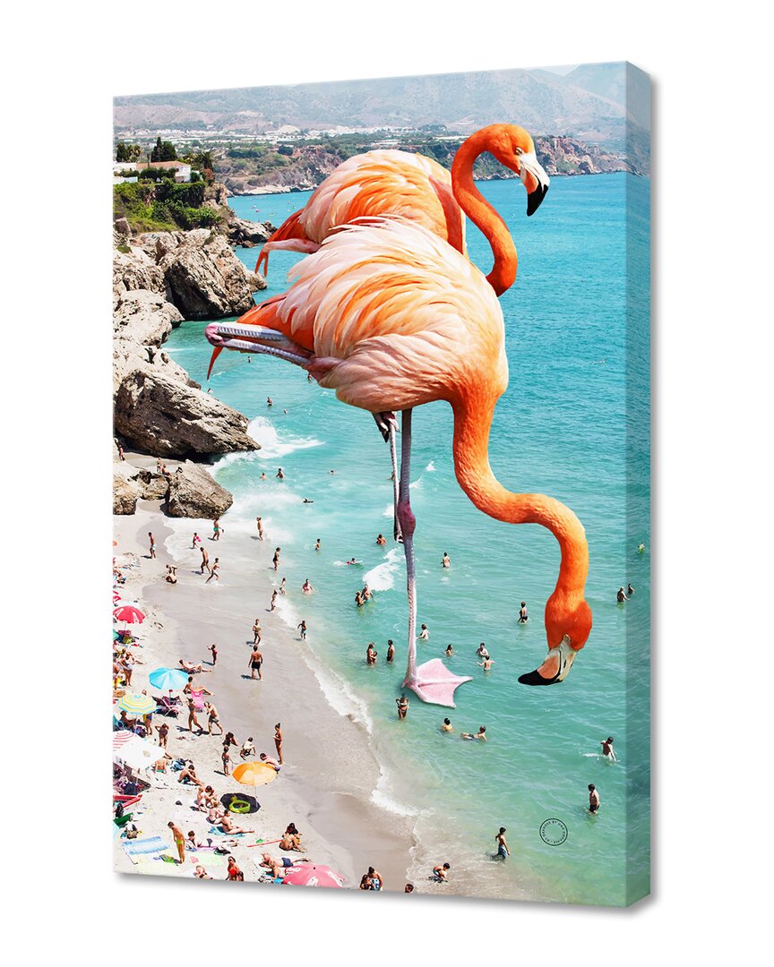 Curioos Flamingos On The Beach Wall Art