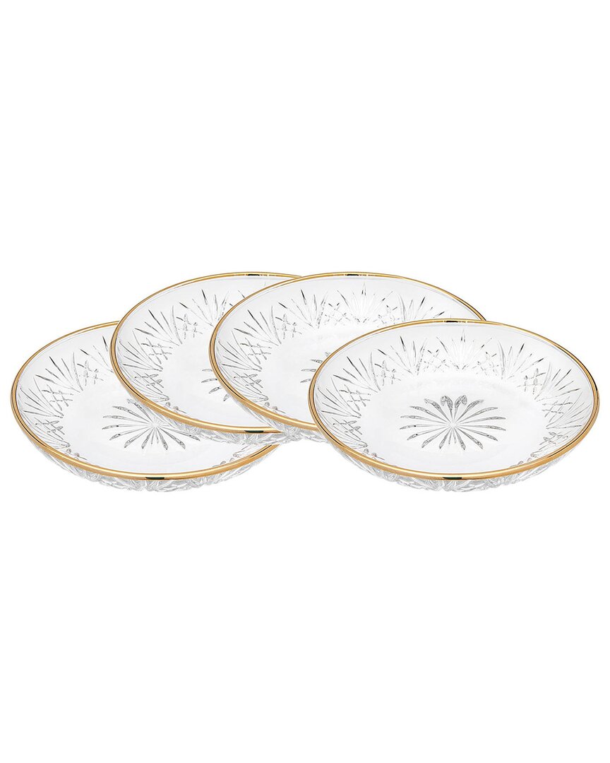 Godinger Set Of 4 Dublin Crystal Rimmed Dessert Plates