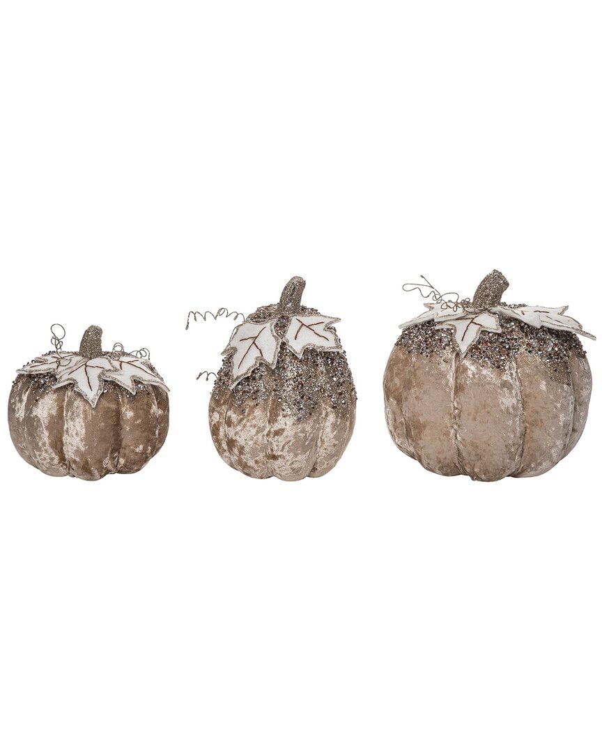 Transpac Foam 8.66in Grey Harvest Sparkling Pumpkins Set Of 3