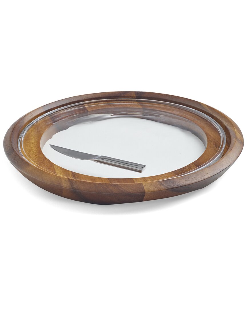Shop Nambe Nambé Cooper Cheese Tray With Knife In Brown