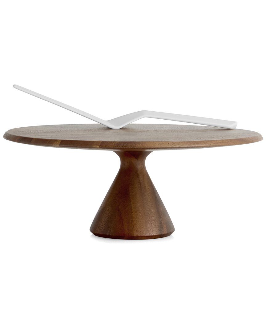 Nambe Nambé Quatro Cake Plate With Cake Server In Brown