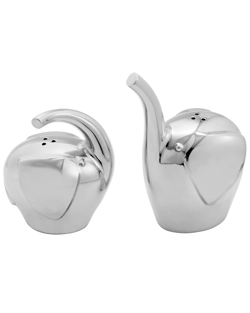 Nambe Nambé Savanna Elephant Salt & Pepper Shakers In Silver