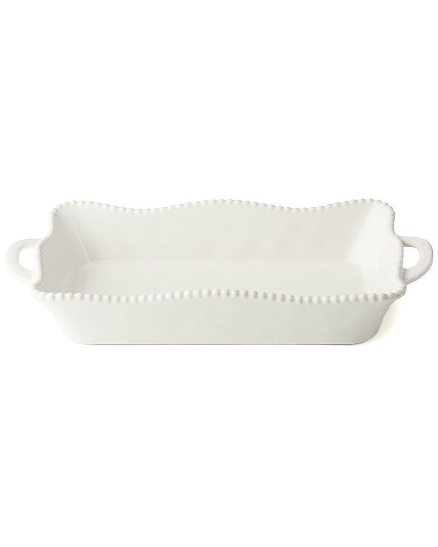 Certified International Perlette Cream Medium Rectangular Baker In White