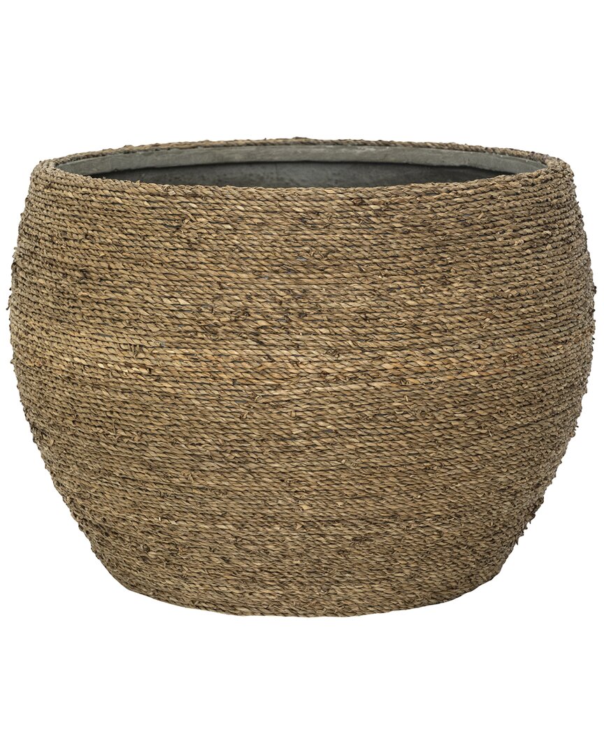 Shop Creative Displays Beige Straw Grass-wrapped Cement Pot