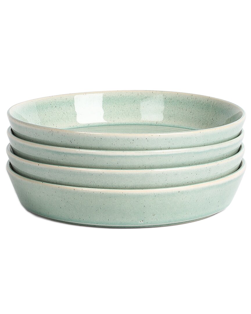 Stone Lain Claire 4-piece Pasta Bowl Set Stoneware In Green