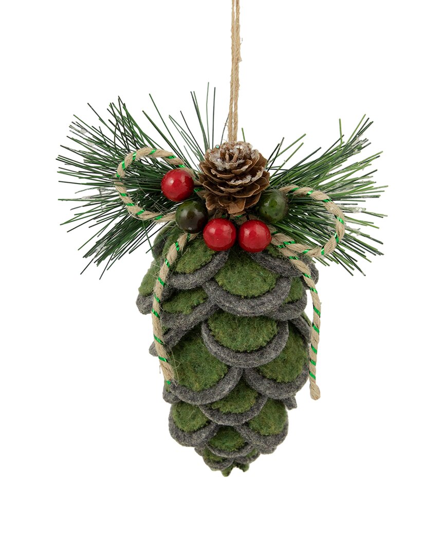 Northern Lights Northlight 6in Pinecone Fabric Christmas Ornament In Green