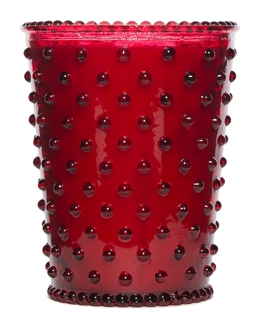 Simpatico Reindeer Hobnail Glass Candle In Red