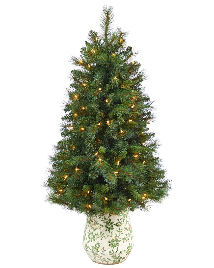 Shop Nearly Natural 4.5ft West Virginia Mountain Pine Artificial Christmas Tree In Green