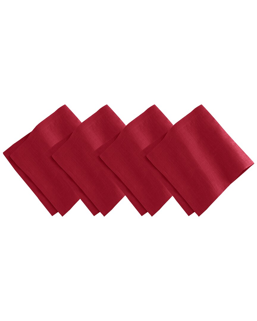 Villeroy & Boch Set Of 4 La Classica Luxury Linen Fabric Napkins In Red