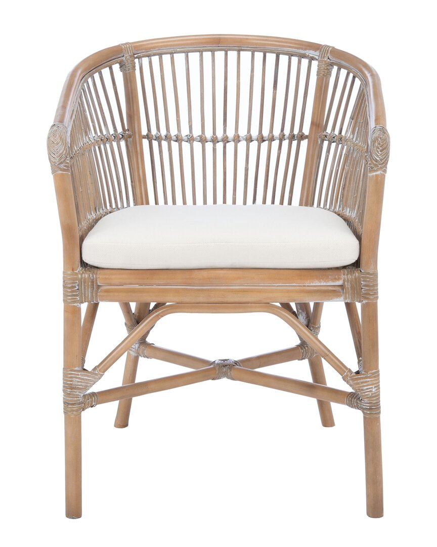 Safavieh Olivia Rattan Accent Chair With Cushion In Grey