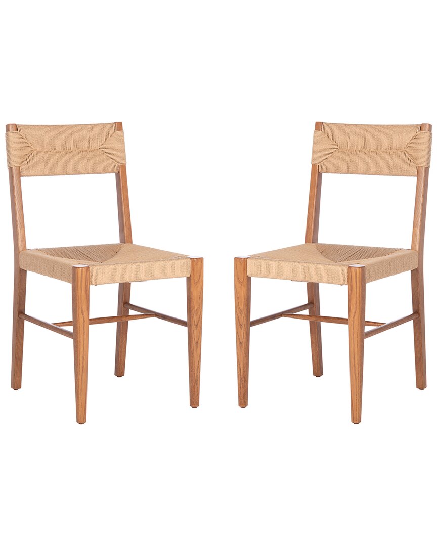 Shop Safavieh Couture Set Of 2 Cody Rattan Dining Chairs In Natural