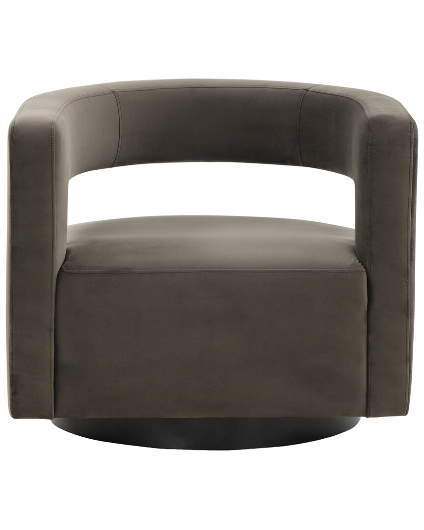Safavieh Couture Edgar Velvet Swivel Chair In Grey