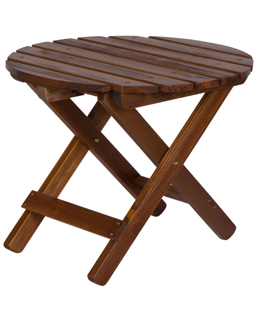 Shine Co. Adirondack Folding Table With Hydro-tex Finish In Brown