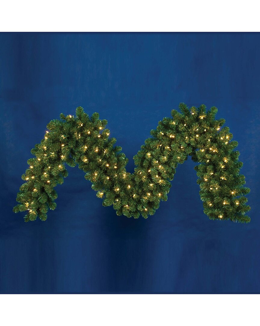 Kurt Adler 9ft 150-light Pre-lit Led Vanderbilt Garland In Green