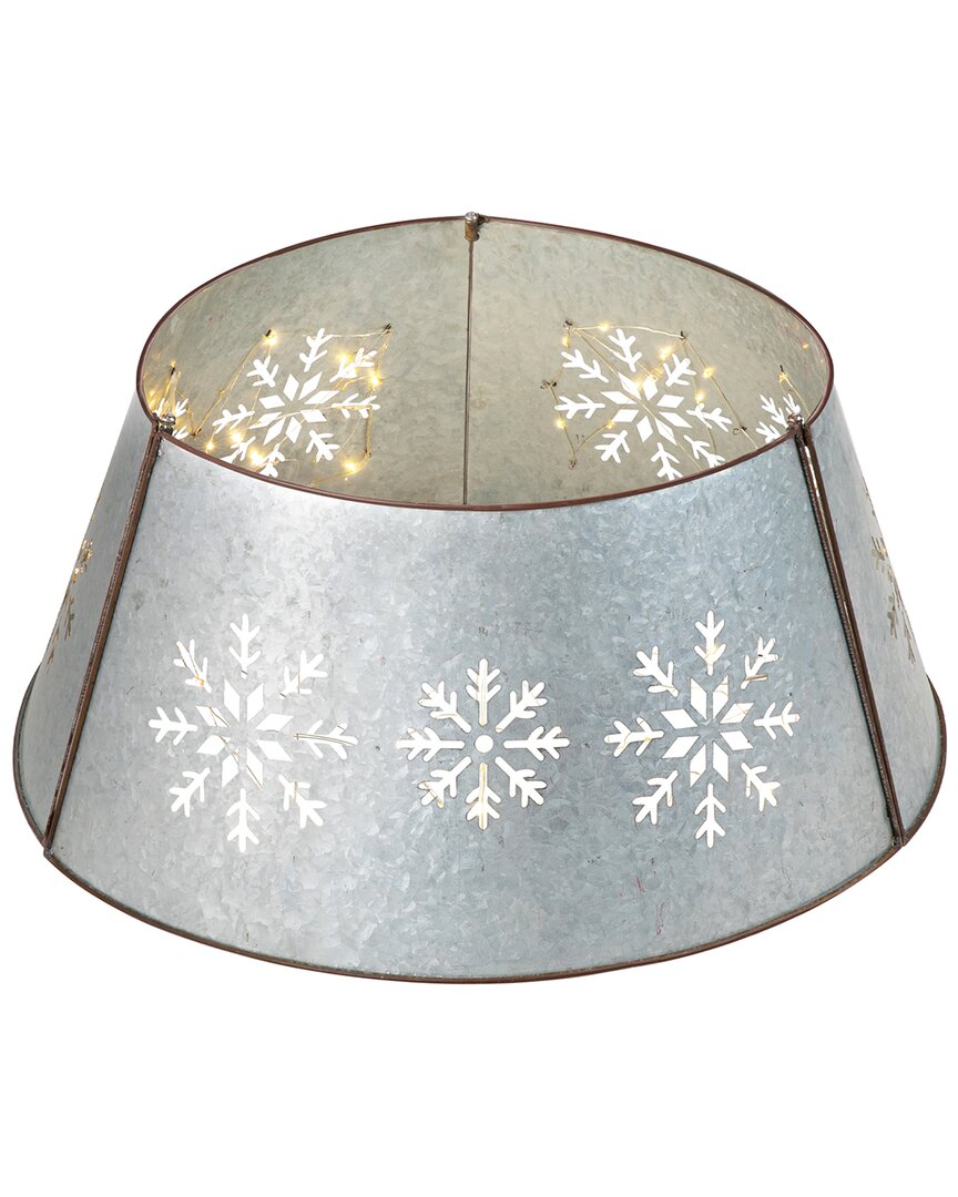 Glitzhome 22in Snowflake Metal Tree Collar In Gray