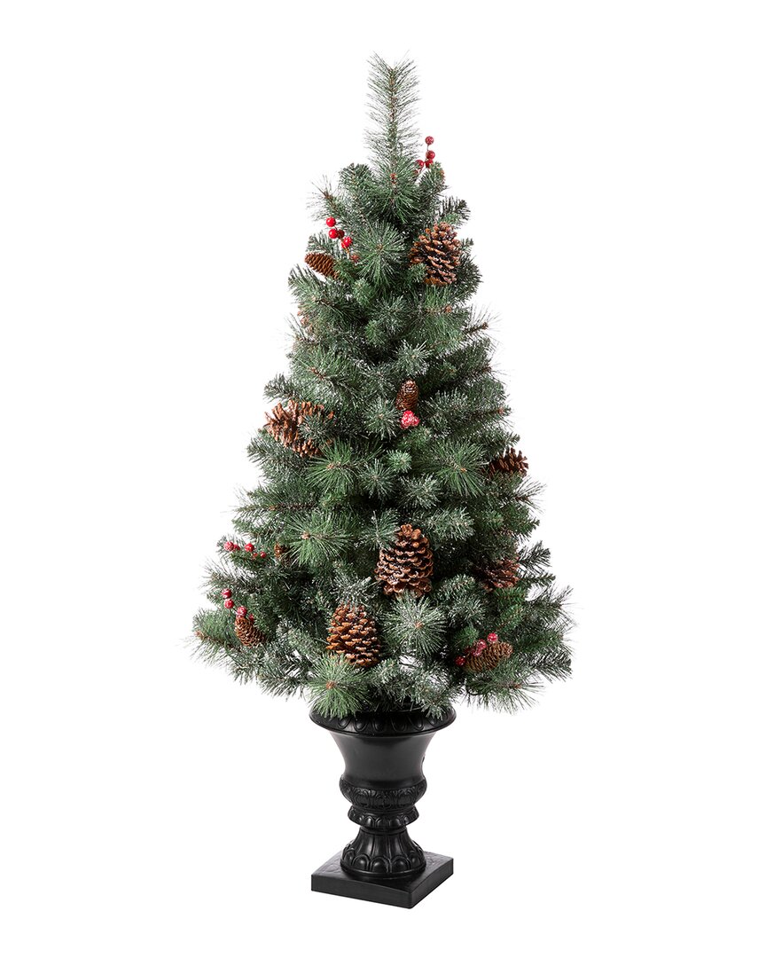 Glitzhome 4.5ft Christmas Tree With Warm White Lights In Green