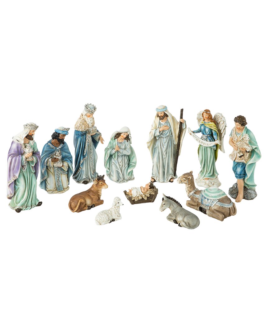 Glitzhome 12 Pieces Deluxe Resin Nativity Figurine Set In Multi