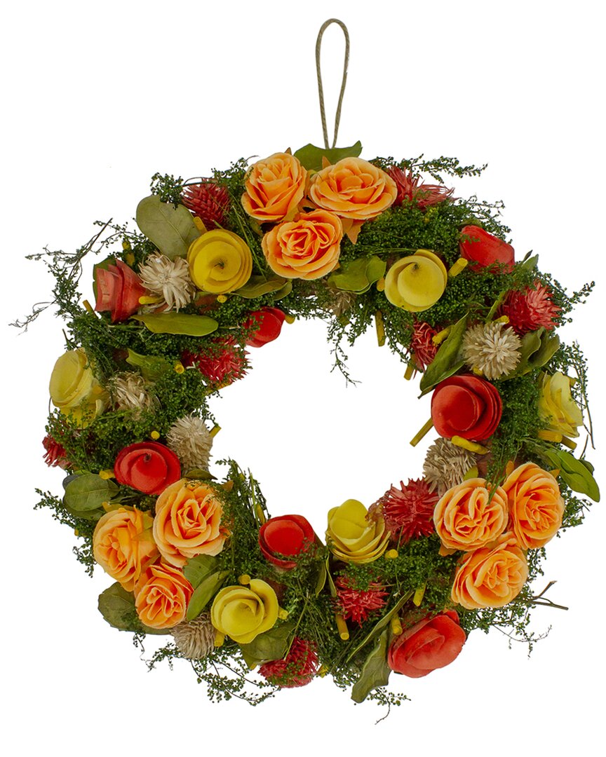 Shop Northlight 12in Floral, Moss & Twigs Artificial Spring Wreath In Green