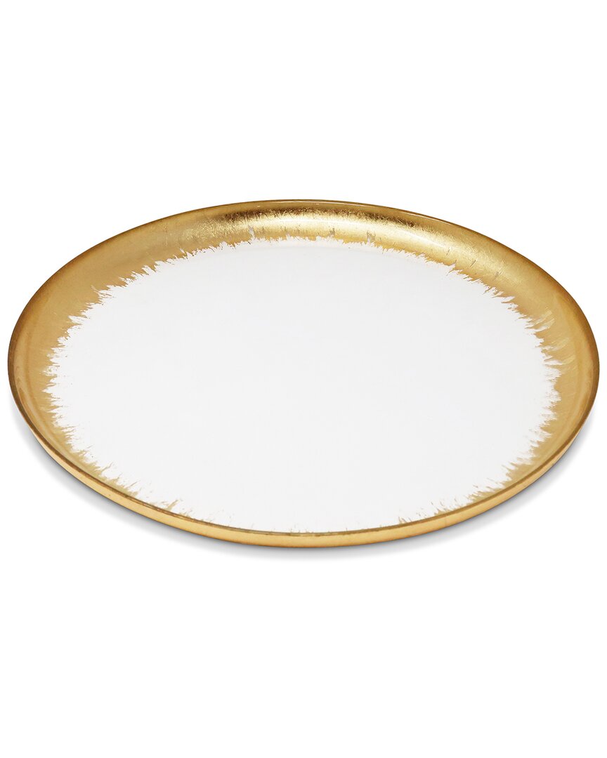 Shop Alice Pazkus Set Of 4 Dinner Plates With Gold Brushed Rim