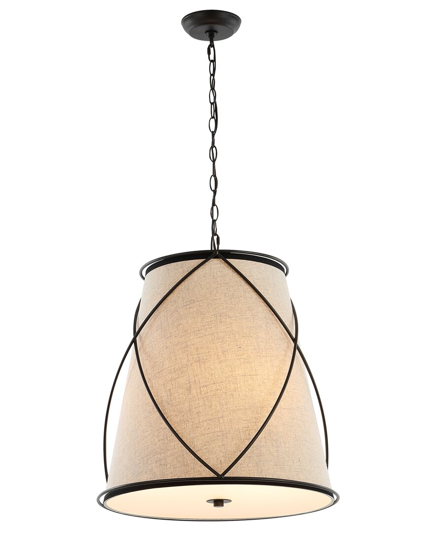 Jonathan Y Milo 19in 3-light Rustic Farmhouse Iron Led Pendant In Brown
