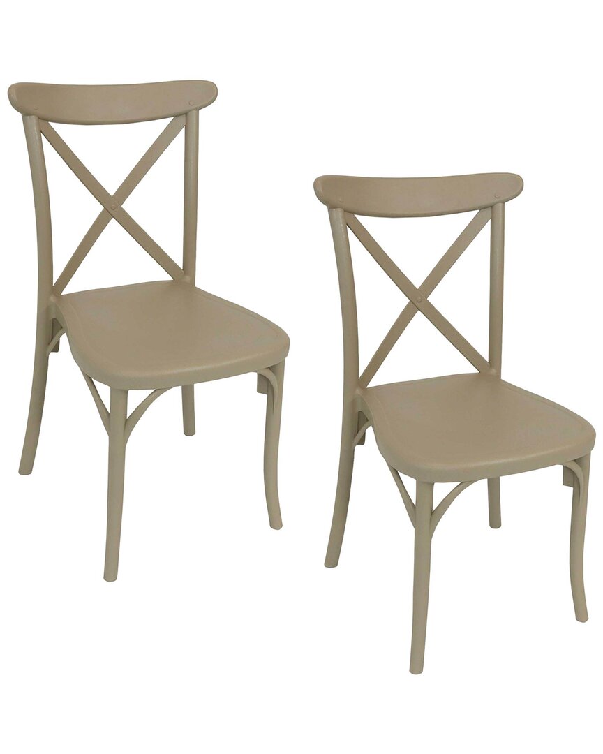 Sunnydaze Bellemead Indoor Outdoor Plastic Patio Dining Chair In Brown