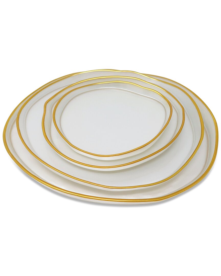 Vivience Set Of 4 Organically Shaped Charger Plates With Wall Detail