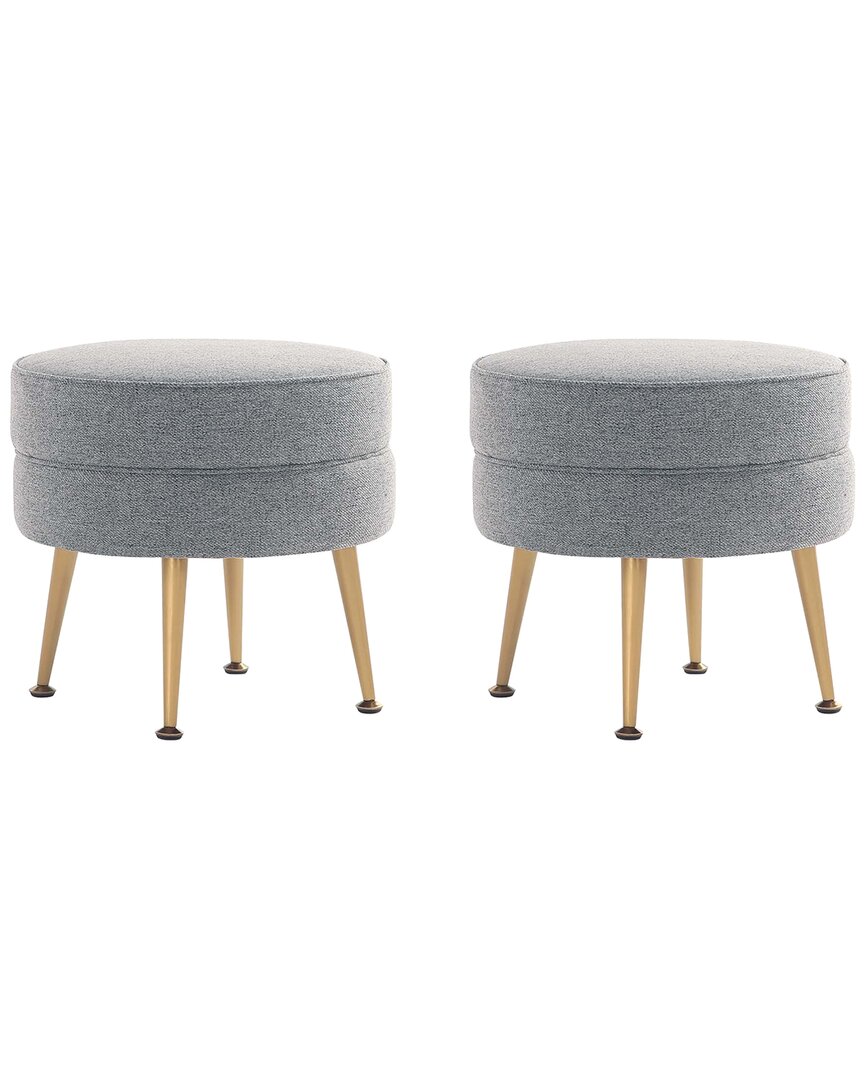 Manhattan Comfort Bailey Mid-century Modern Woven Polyester Blend Upholstered  Ottoman In Grey