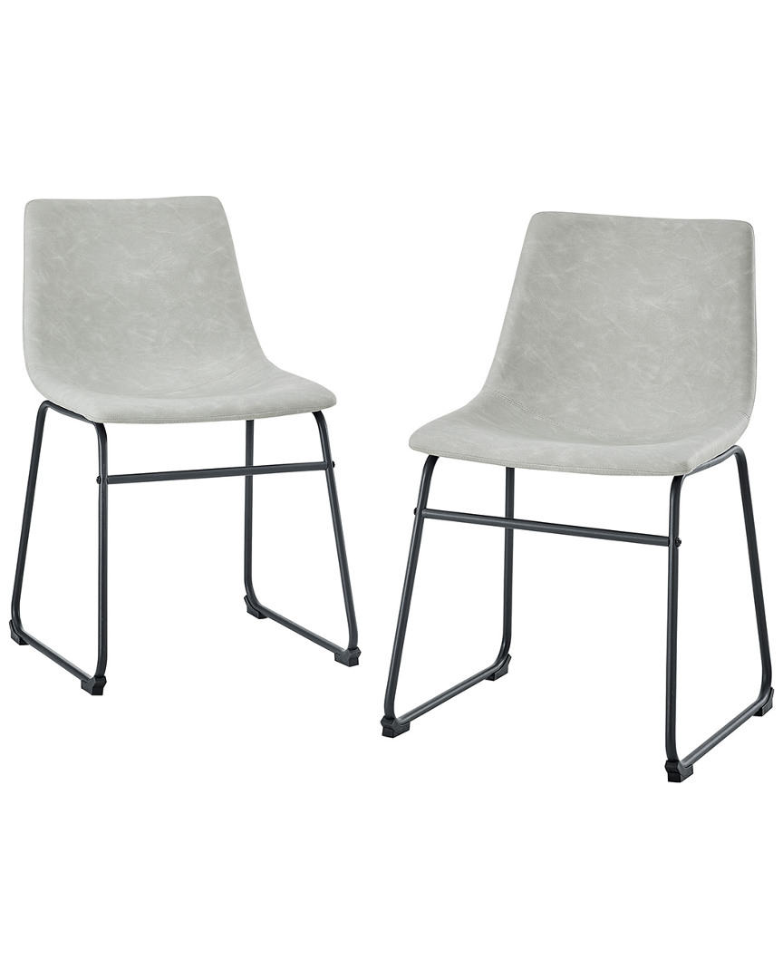 Hewson Set Of 2 18in Faux Leather Dining Chair In Grey