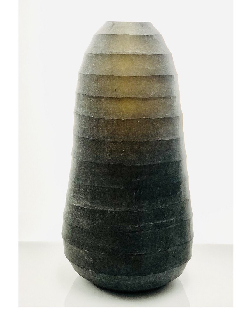Shop Bidkhome Vase Hadappa Tall Round Rib Cut Stone Finish