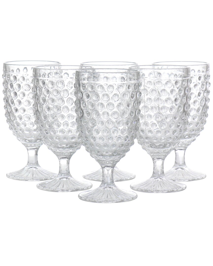 Martha Stewart 6pc 14.2oz Glass Hobnail Goblet Drinkware Set