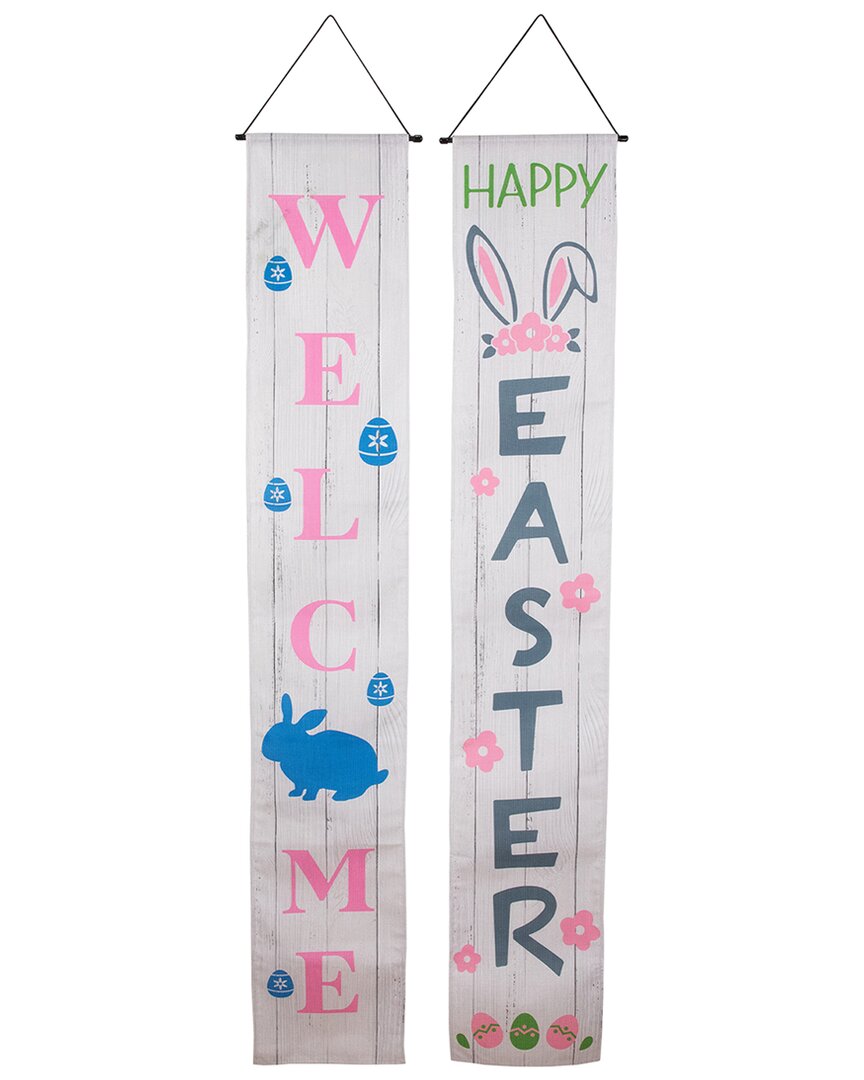 Shop Northlight Set Of 2 Welcome & Happy Easter Outdoor Hanging Banners In Ivory