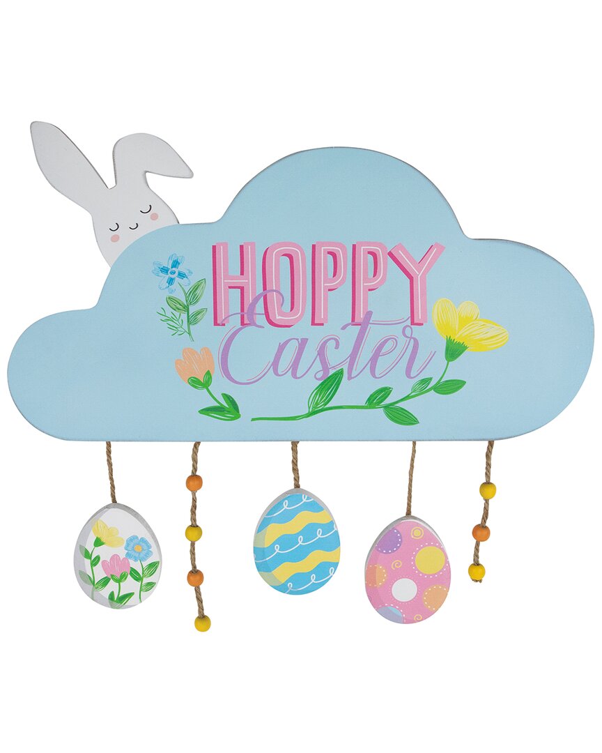 Shop Northlight Hoppy Easter Wooden Wall Sign With Bunny & Eggs In Multicolor