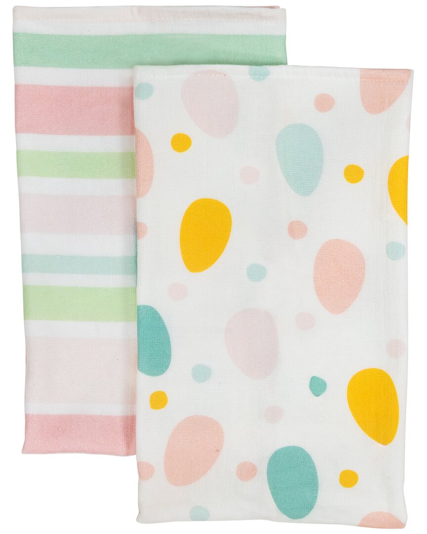 Shop Northlight Set Of 2 Pastel Stripes & Easter Eggs Kitchen Towels In White