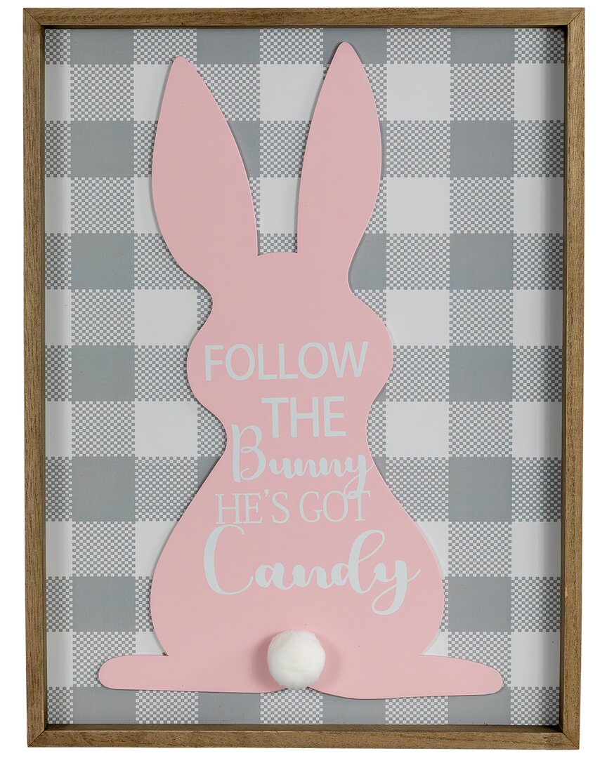 Shop Northlight 15.75in Framed Follow The Bunny He's Got Candy Wall Sign In Pink