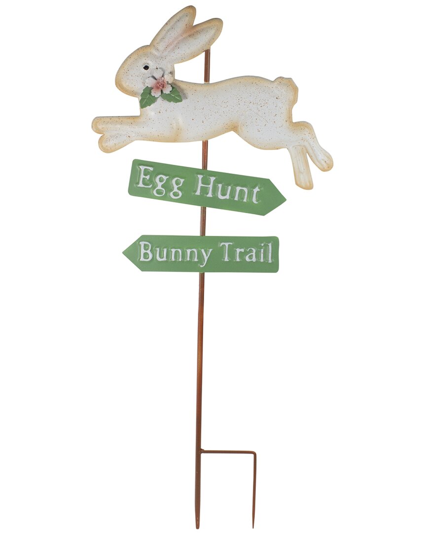 Shop Northlight 25.5in Easter Egg Hunt & Bunny Trail Outdoor Metal Stake In White