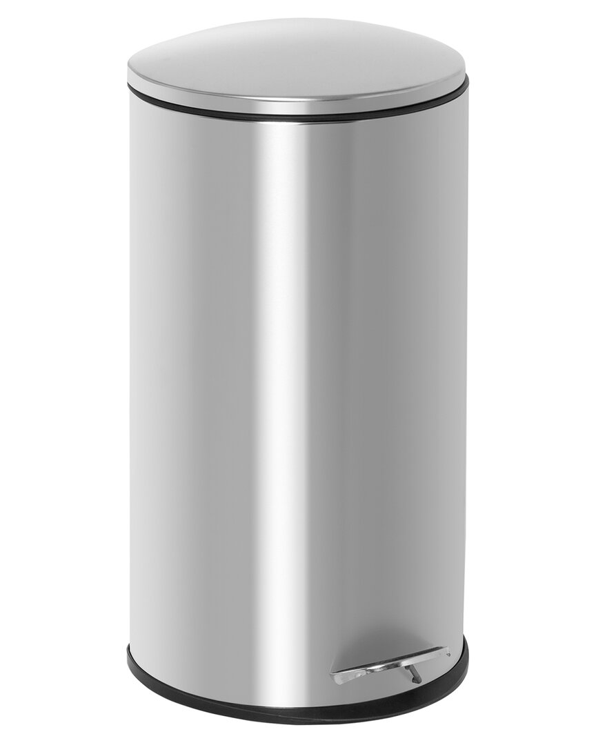 Honey-can-do Semi-round Stainless Steel Step Trash Can With Lid In Silver