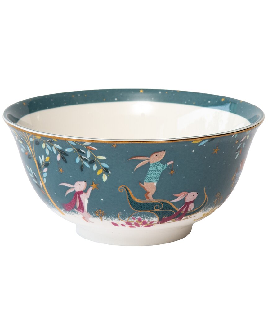 Portmeirion Sara Miller Woodland Tales 6in Rabbit Sleigh Candy Bowl In Blue