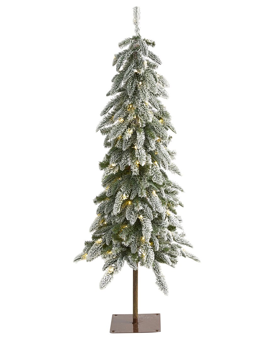 Nearly Natural 4.5ft. Flocked Washington Alpine Christmas Artificial Tree In Green