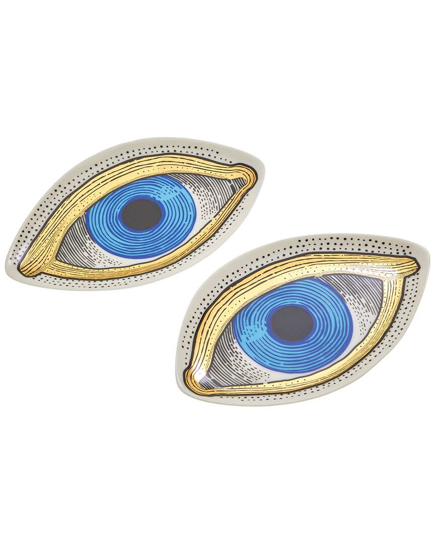 Jonathan Adler Set Of 2 Eye Trinket Trays In White