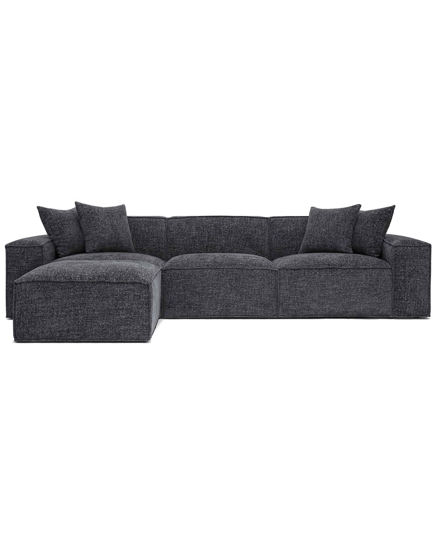 Tov Furniture Mindy Chenille Basketweave Modular Sectional In Black