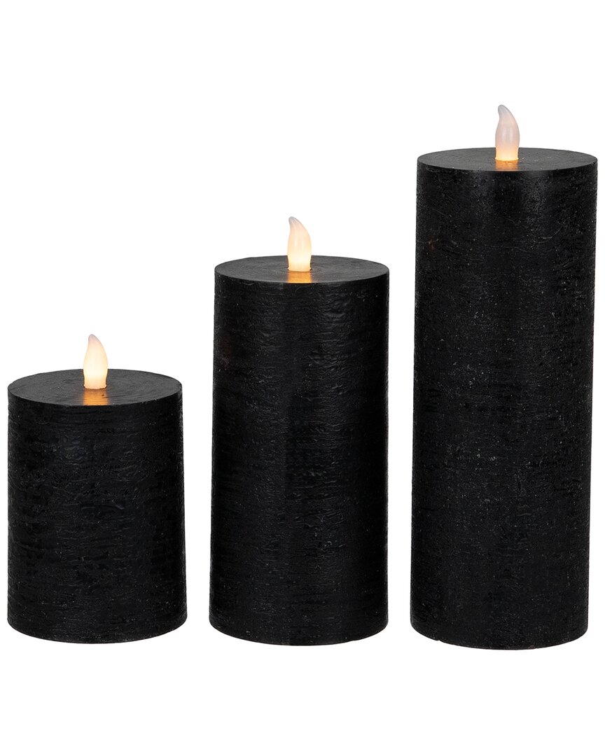 Northlight Set Of 3 Flameless Flickering Led Halloween Candles In Black