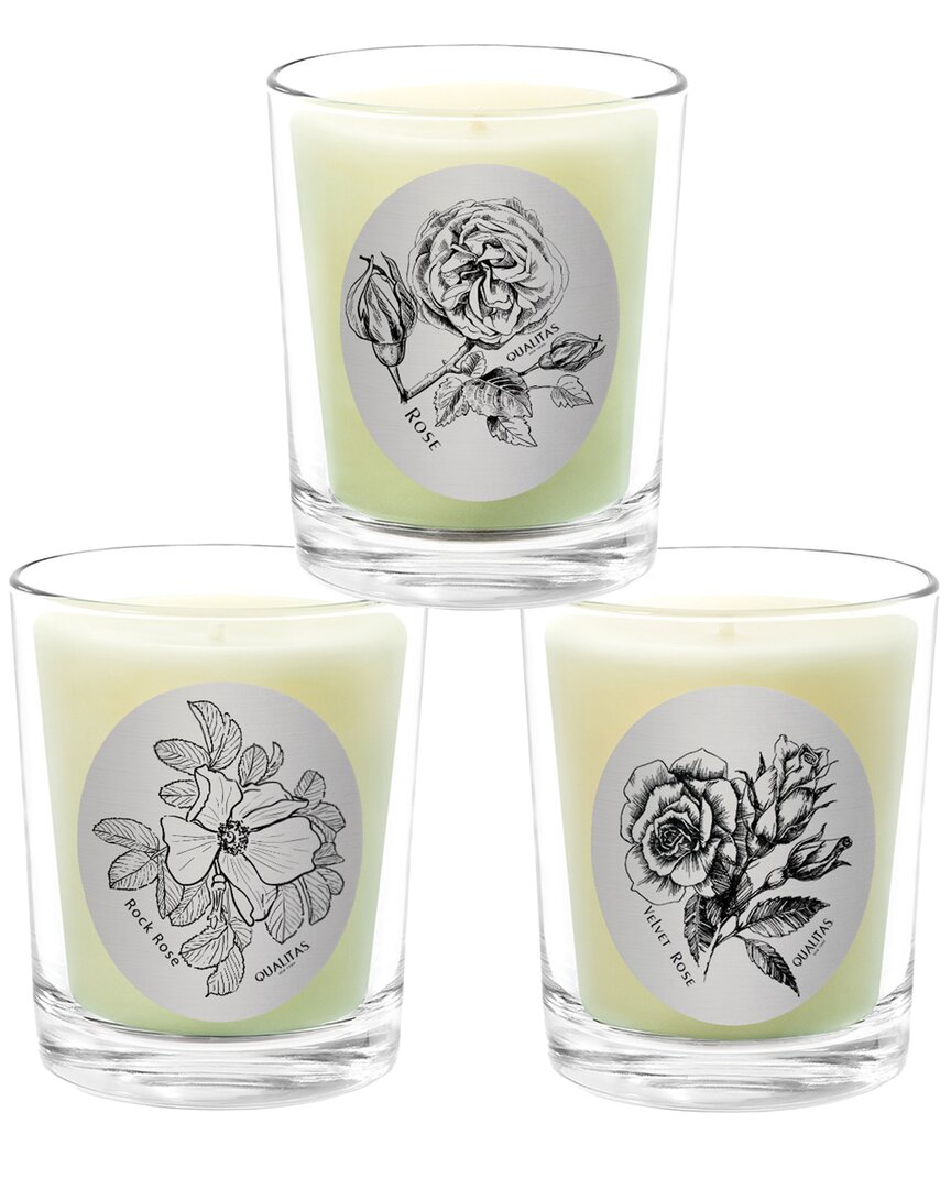 Qualitas Candles 3pc Candle Set - Rose In White