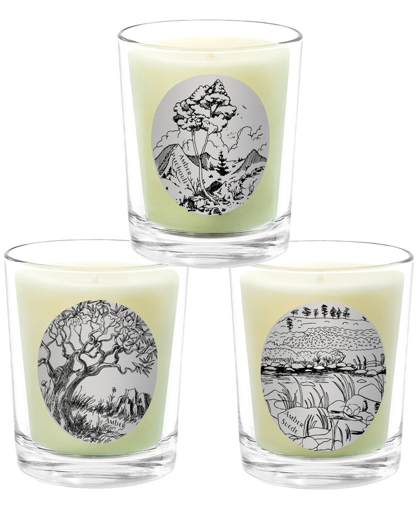 Qualitas Candles 3pc Candle Set - Amber, Amber Patchouli, & Amber Suede In White