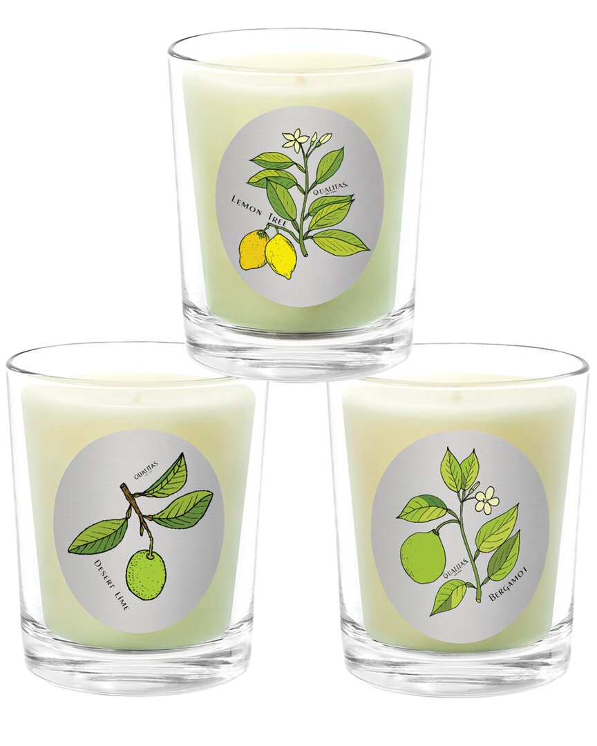 Qualitas Candles 3pc Candle Set - Desert Lime, Bergamot, & Lemon Tree In White