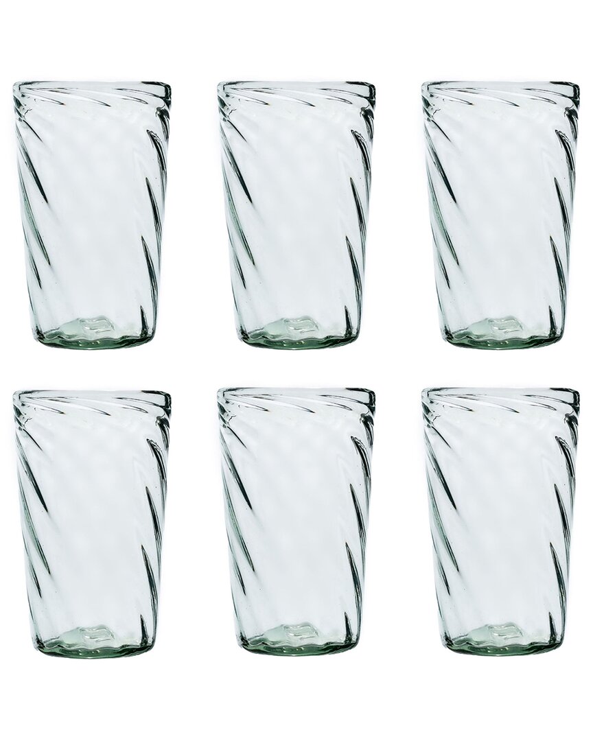 10 Strawberry Street Set Of 6 Optic Swirl Mexican Glassware: Hiball