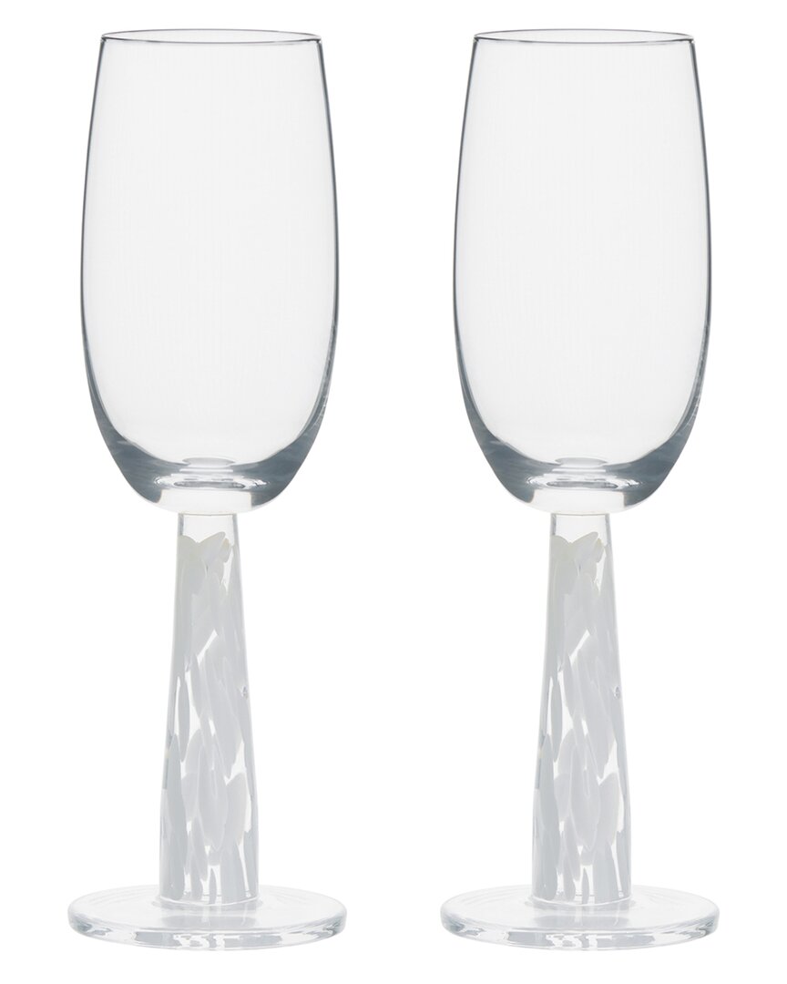 Anton Studio Designs Set Of 2 Björn Champagne Flutes In White